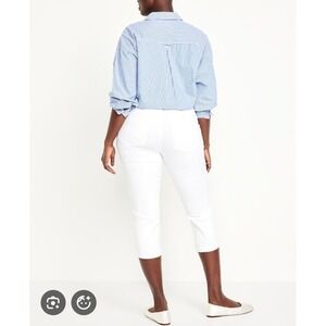 Old Navy Mid-Rise Wow Capri Pants Womens 16 White Cropped Stretch Casual Cotton